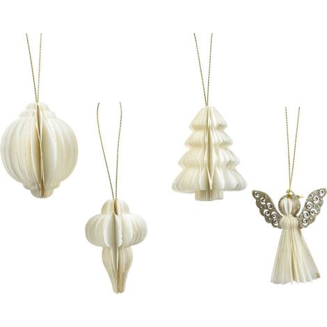 Decoris Addobbo Natalizio in Carta - Bianco - 6 cm