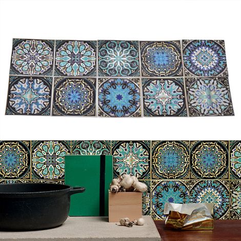Décoration murale  Autocollants PVC Mandala  30 Pièces  Modèle Datura  10x10cm  Résistant à l'eau (1/5)