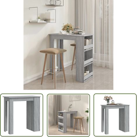 The Living Store Bartisch mit Regal Grau Sonoma 102x50x103,5cm Holzwerkstoff - Bartisch - Stehtisch - Bistrotisch - Kücheninsel - Esstisch Klein (1/5)