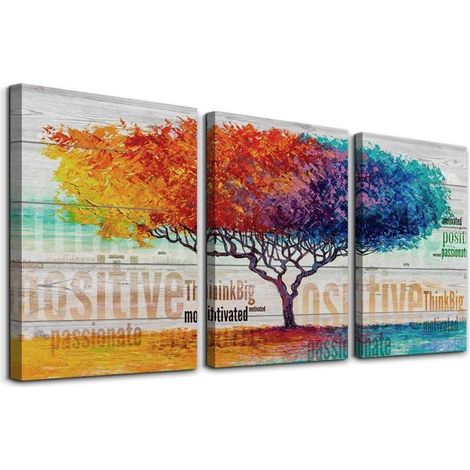 Wandbild Kunstdruck Baum Wohnzimmer Büro Bunter Baum 40L x 30B cm (1/5)
