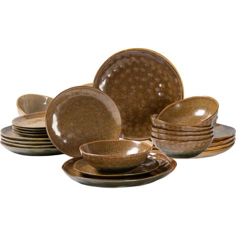 SET DA PRANZO IN CERAMICA 18 PEZZI PER 6 PERSONE DESIGN VERDE OMBRE (1/5)