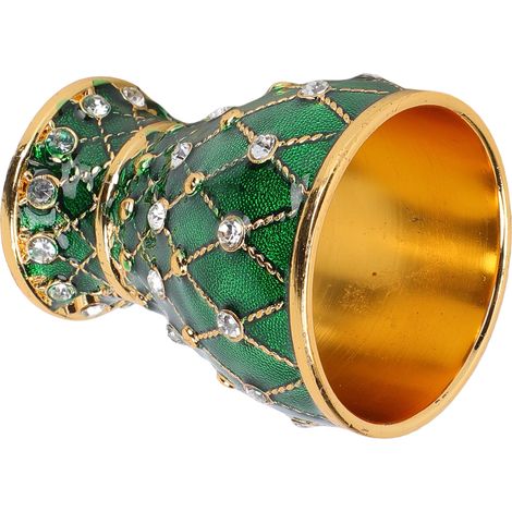Vintage-Weinglas, dekorativ, aus geprägtem Metall, gold-grün, für Bar, Zuhause, Party (1/5)