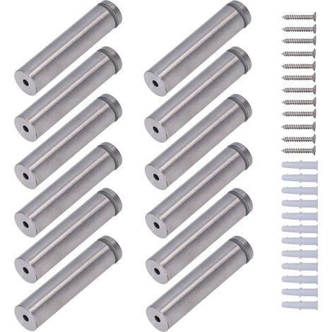 Lot de 12 vis d'entretoise en acier inoxydable 19 x 80 mm pour la fixation de cadres photo en acrylique. (1/5)