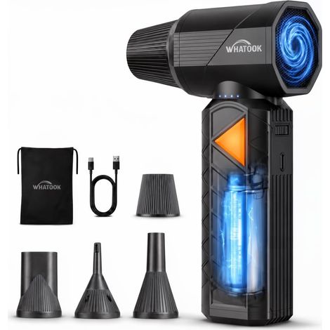 Souffleur Air Comprimé, Soufflette Puissants 400000 TR/Min  Vitesse réglable 0–100%, Souffleur PC avec Batterie 12000mAh, Soufflette sans fil, pour PC, clavier, voiture, extérieur (1/5)