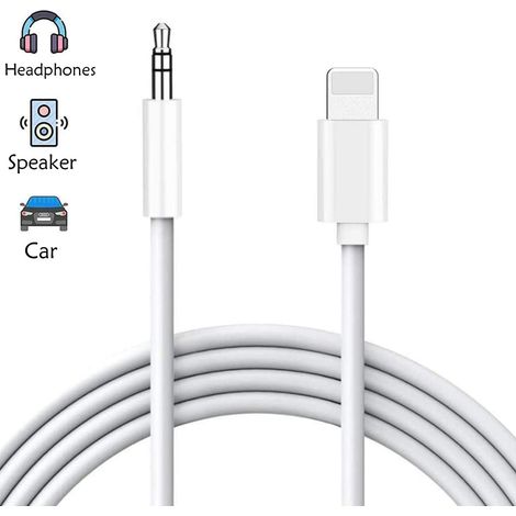 Câble AUX pour voiture compatible iPhone 7, adaptateur pour casque, câble AUX 3,5 mm, compatible avec iPhone 8/8 Plus/X/Xr/Xs, accessoire audio pour autoradio/chaîne hi-fi et casque, compatible avec t (1/5)