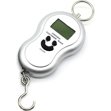 Argent, pèse-bagages numérique, 50 kg, écran LCD rétroéclairé, portable et facile à transporter, 2 piles AAA incluses (1/5)