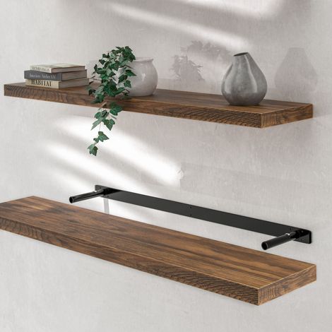 CASARIA® Floating Shelves Including Bracket Wall Shelving Living Room Kitchen Bedroom Office 38mm Thick Hidden Wall Fixing 15kg Capacity MDF 110cm Eiche dunkel (de) (1/5)