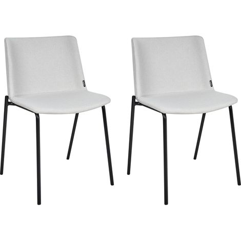 Set di 2 sedie da pranzo imbottite in tessuto poliestere grigio chiaro con gambe in metallo Esbon