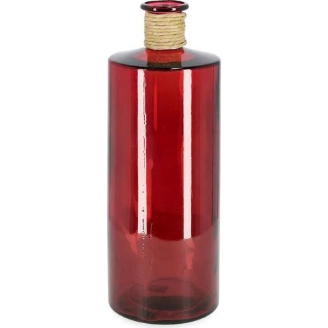 Dekorative Rotang-Flasche aus rotem Glas, 40 cm hoch (1/2)