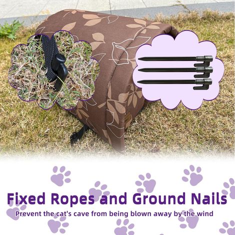 Niche pour chat imperméable et pliable avec piquets de fixation - Abri extérieur pour animaux (1/5)