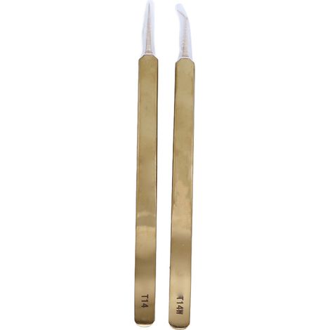 Pincettes précises en alliage d'aluminium, pointe Fine, ensemble droit et incurvé, pour la fabrication artisanale en laboratoire, 2 pièces
