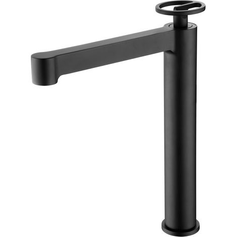 Mice - Grifo alto para lavabo fabricado en latón, Grifo monomando de caño largo - Griferia baño alto Color Negro Mate (1/2)