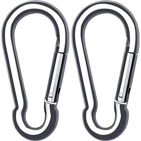 2 Pack Mousqueton en INOX pour Charges Lourdes, Mousqueton en Forme D Mousqueton à Verrouillage pour Maison Hamac Pêche Randonnée Voyages Porte-Clés (40mm80mm), (1/5)