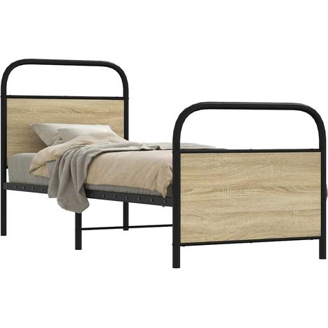 Estructura de cama sin colchón 80x200 cm madera roble
