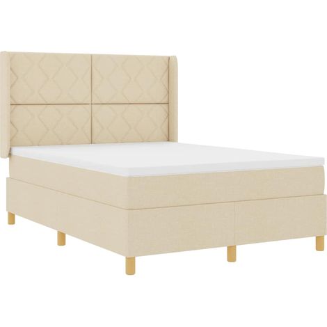 vidaXL Lit à ressorts avec tête de lit Crème 140 x 200 cm tissu (1/5)