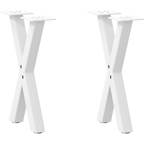 Couchtischbeine X-Form 2 Stk. Weiß 38x(42-43) cm Stahl