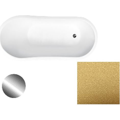 Baignoire îlot doré Glam avec bonde dorée GLORIA 150x66 (1/2)
