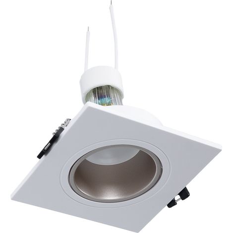 Einbaustrahler Set eckig 93x93mm (weiß/champagner) + Glühbirne