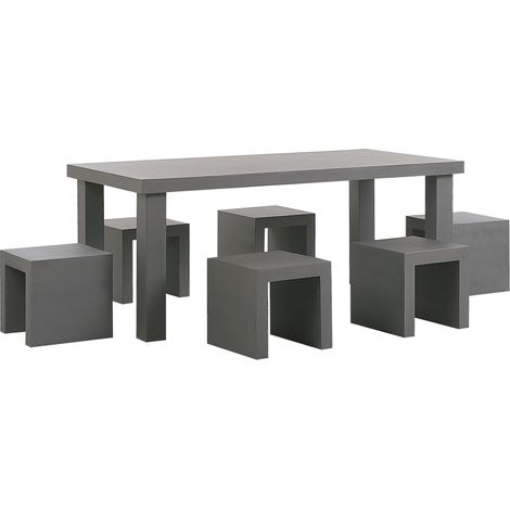 Garden Dining Set with Stools 6 Seater TARANTO Concrete Grey (1/5)