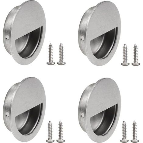 4 Pièces Poignée Ronde de Porte Coulissante Poignée Encastrée Ronde de Porte en Acier Inoxydable Encastrées Rondes Poignées de Porte Affleurantes avec Vis pour Tirage Porte Tiroirs Armoire (1/4)