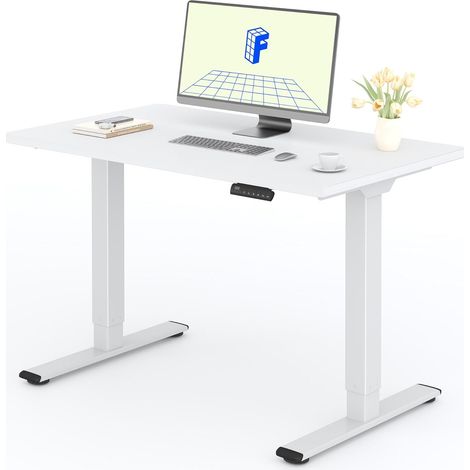 FlexiSpot Bureau Assis Debout Une Pièce 2 Mot 120×80. Blanc+Blanc