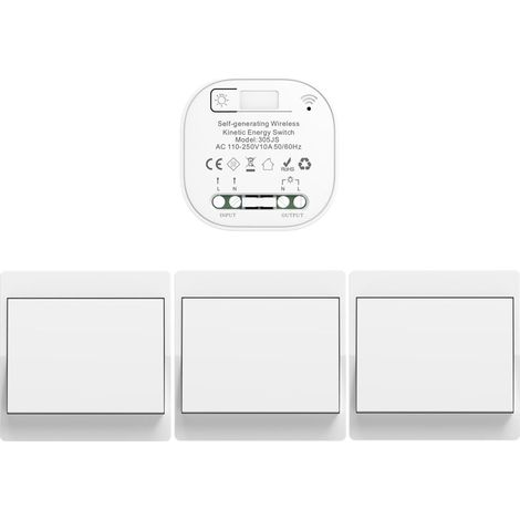 EU interrupteur sans fil sans piles kit interupteur sans fil autoalimente va et vient sans fil sans pile radio interrupteur a distance eclairage domestique wireless switch (EU 1Gang 3V1 a) (1/5)