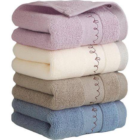 Lot de 4 gants de toilette pour enfants, serviettes douces, 4 couleurs, serviettes de bain 100 % coton, serviettes pour le visage, serviette de bain pour bébé (25 x 50 cm, ours coloré) (1/5)