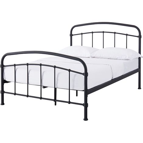 4.6 Feet Halston Double Bed - Metal - L200 x W146 x H113 cm - Black
