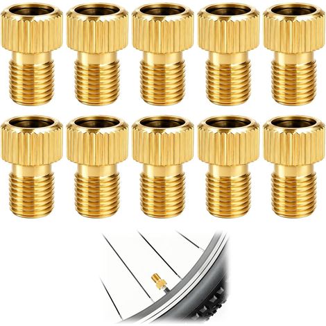 10PCS Adaptateurs de Valve Française, Embout Pompe Vélo en Laiton, Adaptateur Gonflage Pneu Vélo et Ballon, Embout Gonfleur pour Compresseur et Pompe à Air, Adaptateur Valve Velo (1/5)