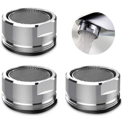 3 Pièces Mousseur Robinet, Aerateur Robinet Filtre Robinet avec Joint D'étanchéité Pour Cuisine, Salle de Bain - Argent (Diamètre extérieur 24MM) (1/5)