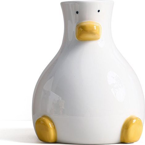 Dekorative Entenvase aus weißer Keramik, origineller moderner Blumentopf für Zuhause oder Büro, niedliche Tierdekoration (1/5)