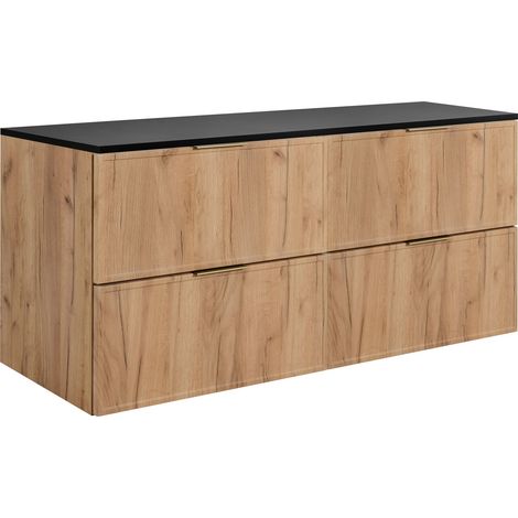 Meuble de salle de bain, Chêne Craft, poignée dorée, 80 (60 + 20) × 46 × 57 cm (1/5)