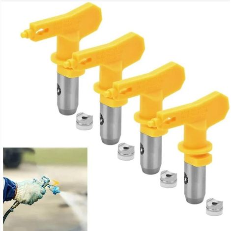 Buse sans air en acier au tungstène 4 pièces 517 Pistolet pulvérisateur réversible avec 4 bagues d'étanchéité Buse robuste pour peinture, meubles, clôtures (1/3)