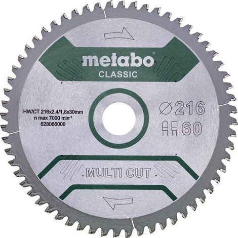 Lame de scie circulaire 216x2.4x30 mm 60D - METABO 628066000