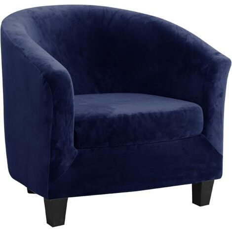 FENOPLASTICAHousse de canapé ensemble deux pièces housse de canapé et housse de coussin en velours renard argenté, bleu marine Housse de canapé (1/5)