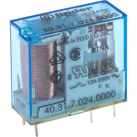 Finder 40 Series Relais de puissance 1 RT, bobine 24V c.c. Montage sur CI 500mW ( Prix pour 1 )