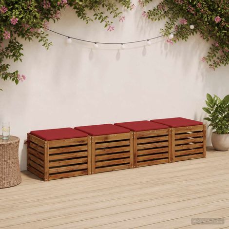 vidaXL Cojines de Asiento de 4 Piezas SOEST 4 uds. 100% Poliéster Rojo (1/5)
