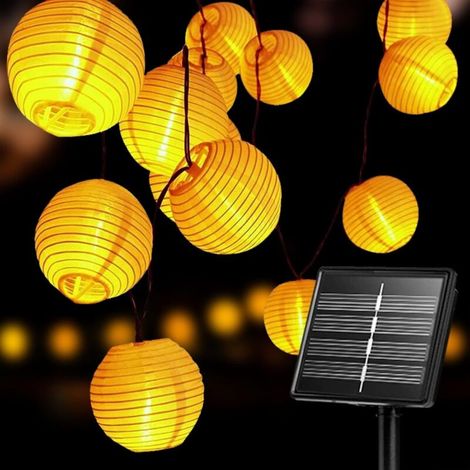 Solar-powered outdoor string lights, 6 meters long, 20 LED lanterns, solar lights for outdoor lighting, garden, balcony, yard, wedding, party decoration (warm white) (1/5)