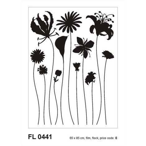 Sticker mural - Fleurs noirs - 65 x 85 cm