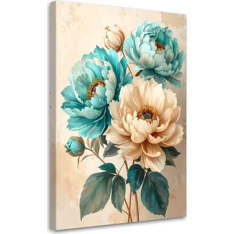 Wandbild Türkisfarbene und cremefarbene Blumen in einem eleganten Strauß 20x30 (1/5)