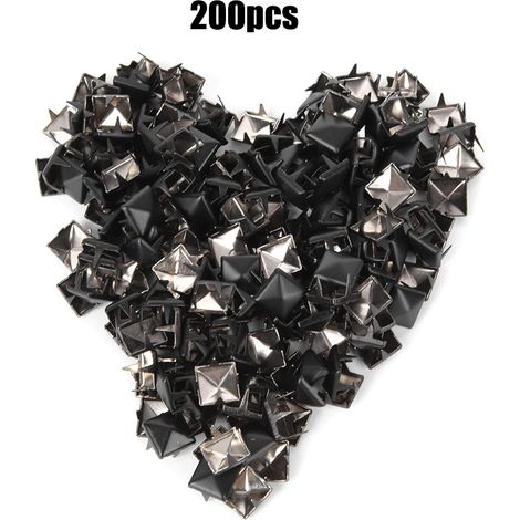 200 Rivets Carrés Métal 9mm Noir Mat DIY Chaussures Sacs Chapeaux Décor Accessoires Créatifs (1/5)