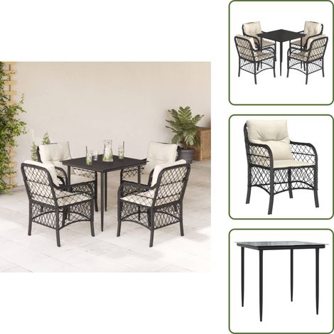 vidaXL Set de muebles jardín 5 pzas con cojines ratán sintético negro (1/5)