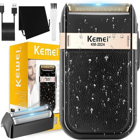 Rasoir pour homme étanche, rasoir électrique rechargeable, rasoir de précision, rasoir pour favoris, rasoir à double lame, lavable, sans fil, rechargeable par USB (1/5)