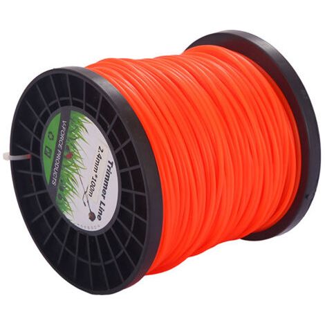Cordon universel pour tondeuse à gazon de 2,4 mm, carré orange de qualité commerciale, nylon universel de qualité supérieure 2,4 mm x 100 m, adapté aux coupe-bordures et tondeuses à gazon (1/5)