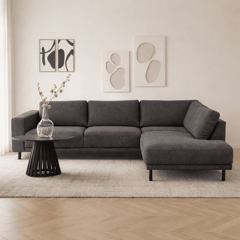 Modernes 3-Sitzer-Ecksofa mit Liege Anthrazit Stoff Aniko rechts
