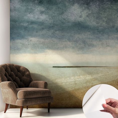 Tapete Selbstklebend - abwaschbar - Tapete mit Motiv - trendige Wanddeko - elegant Fototapete Nostalgische Landschaft 250x250 cm (1/5)