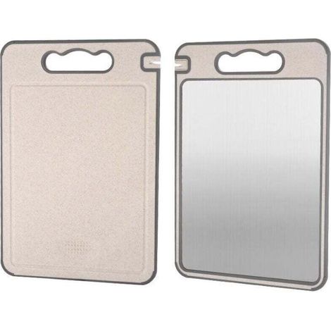 Double-sided cutting board for kitchen, non-toxic, non-slip, with drain channels, made of food grade material, dishwasher safe, easy to clean. (1/4)