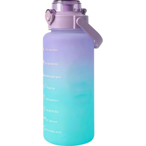 Bouteille d'eau gradient violet 2000ML, grand capacité, couvercle paille, poignée portable, anti-fuite, sport, portable. (1/5)