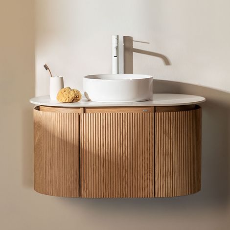 Conjunto de mueble de baño suspendido 90x50 cm en madera Carsone SKLUM