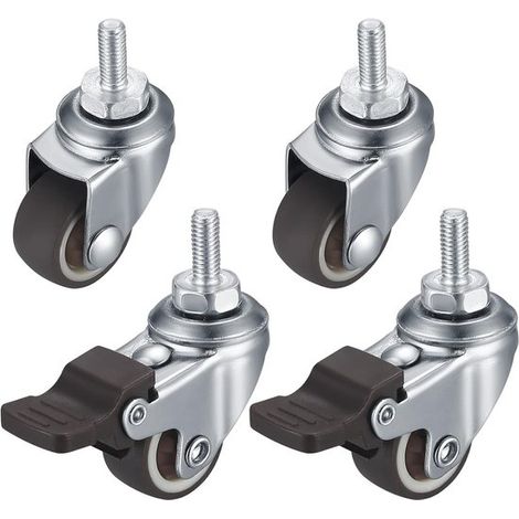 Ruedas giratorias para muebles - 4 piezas. Giratorias y silenciosas con freno. (1/5)
